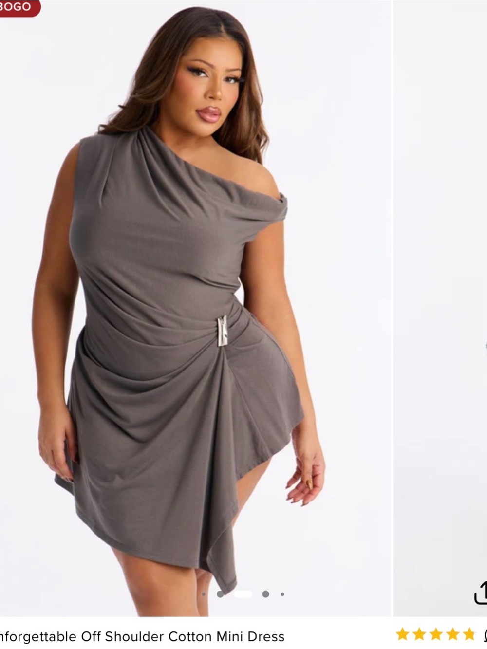 Fashion Nova One-Shoulder Gray Draped Mini Dress